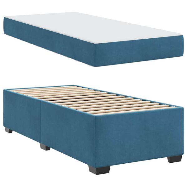vidaXL Bettrahmen mit Matratze Dunkelblau 100 x 200 cm Stoff