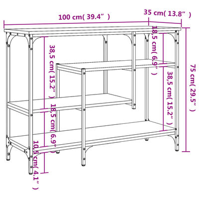 vidaXL Konsolentisch mit Ablagen Grau Sonoma 100x35x75 cm