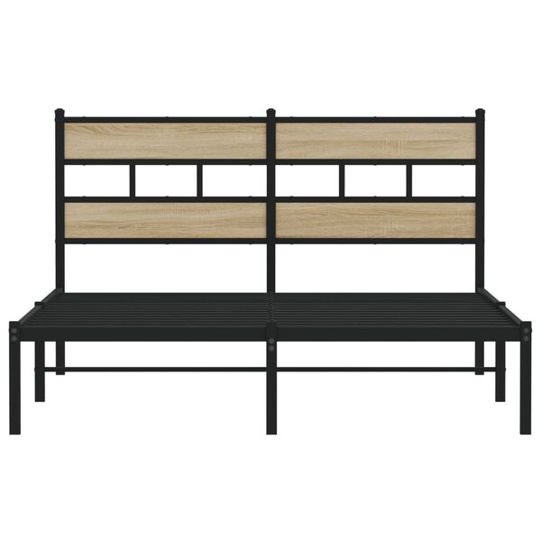 vidaXL Metallbett ohne Matratze Sonoma-Eiche 150x200 cm