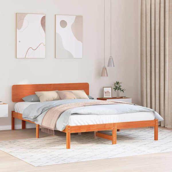 vidaXL Bettrahmen Wachsbraun 160 x 200 cm Massives Kiefernholz