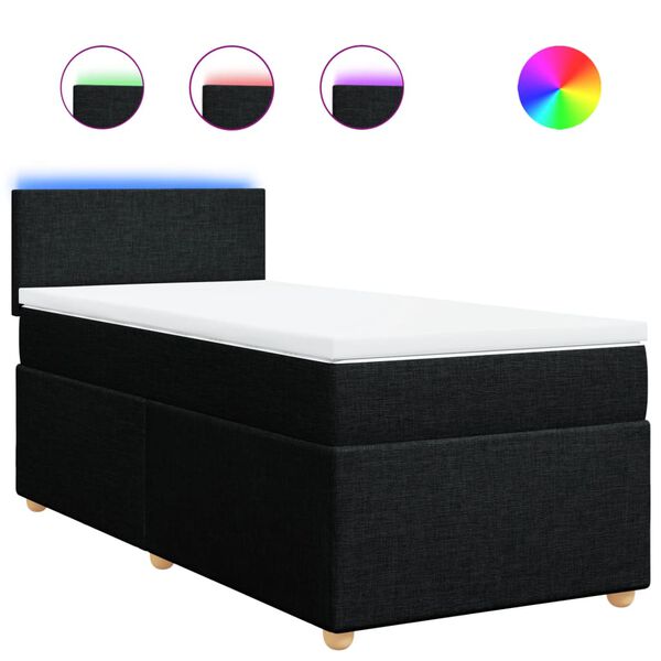 vidaXL Boxspringbett mit Matratze Schwarz 100x200 cm Stoff