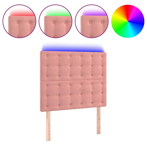 vidaXL LED Kopfteil Rosa 90x5x118/128 cm Samt