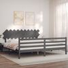 vidaXL Massivholzbett mit Kopfteil Grau 200x200 cm