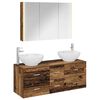 vidaXL Badezimmerm&ouml;bel-Set 4 pcs Altholz Ingenieurholz und Glas