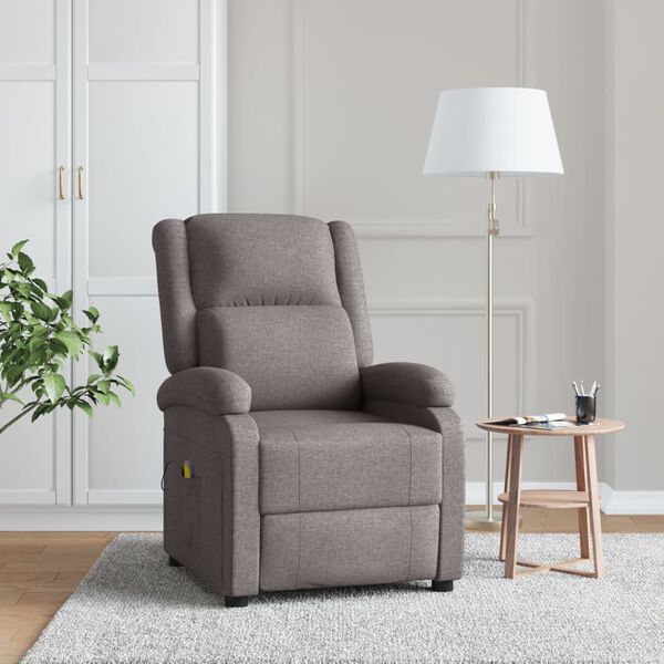 vidaXL Ohrensessel mit Massagefunktion Taupe Stoff