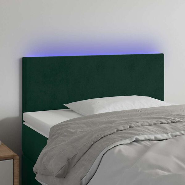vidaXL LED Kopfteil Dunkelgr&uuml;n 80x5x78/88 cm Samt