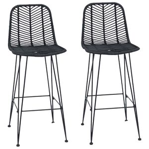 vidaXL Barstuhl 2 pcs Schwarz 44,5 x 53 x 111 cm Rattan und Eisen
