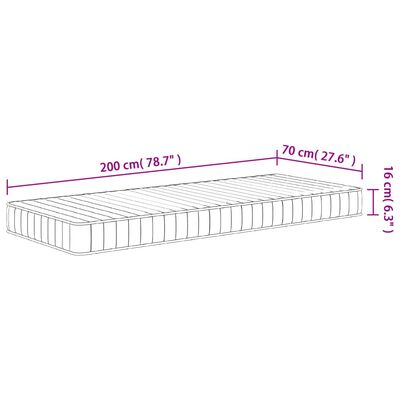 vidaXL Matratze Schaumstoff Mittelweich 70x200 cm