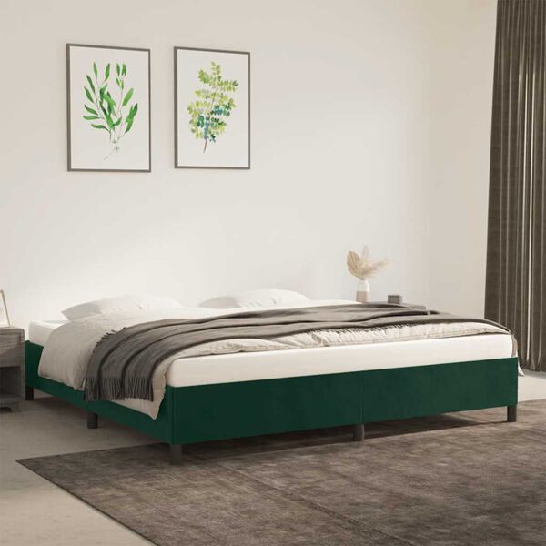 vidaXL Bettgestell ohne Matratze Dunkelgr&uuml;n 200x200 cm Samt