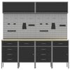 vidaXL Arbeitsschrankset mit Schubladen mit Speicher 10 pcs Schwarz