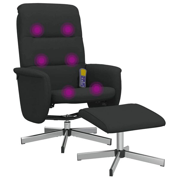 vidaXL Massagesessel mit Fu&szlig;hocker Schwarz Stoff