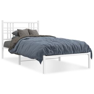 vidaXL Bettgestell mit Kopfteil Metall Wei&szlig; 100x190 cm