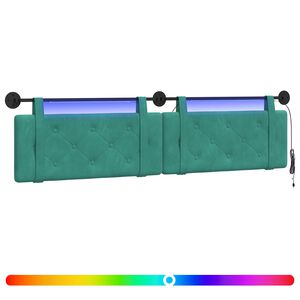 vidaXL H&auml;ngendes Kopfteil Mit LED Licht T&uuml;rkis Samt