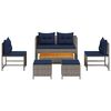 vidaXL Garten-Sofa-Set 6 pcs Grau und Marineblau Poly-Rattan
