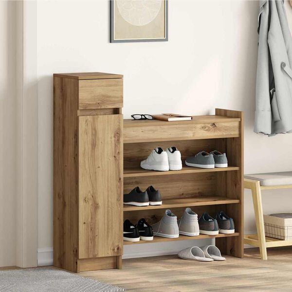 vidaXL Schuhschrank Artisan-Eiche 100,5 x 28 x 100 cm Holzwerkstoff