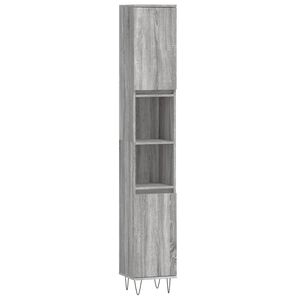 vidaXL Badschrank Grau Sonoma 30x30x190 cm Holzwerkstoff