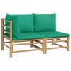 vidaXL 2-tlg. Garten-Lounge-Set mit Gr&uuml;nen Kissen Bambus