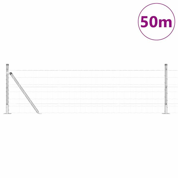 vidaXL Zaun mit Pfosten Silber 0,4 x 50 m Stahl