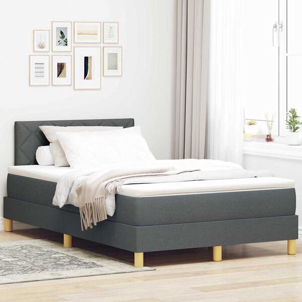 vidaXL LED Boxspringbett mit Matratze Dunkelgrau 120 x 190 cm Stoff