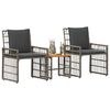 vidaXL Gartenm&ouml;bel Set 3 pcs Schwarz und Dunkelgrau