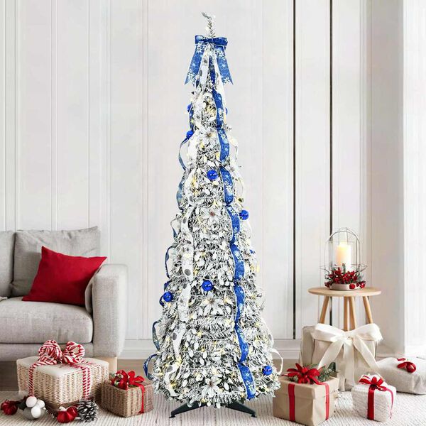 vidaXL K&uuml;nstlicher Weihnachtsbaum mit 200 LEDs Wei&szlig; 210 cm PVC
