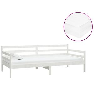 vidaXL Tagesbett mit Matratze 90x200 cm Wei&szlig; Kiefer Massivholz