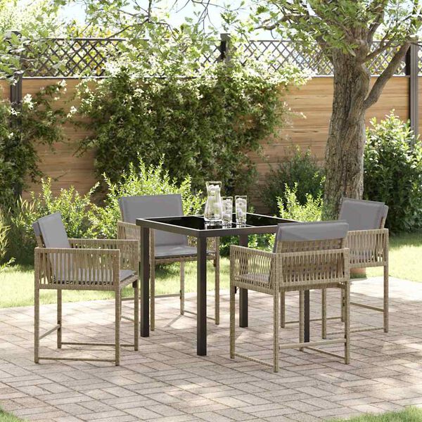 vidaXL Garten Essgruppe 5 pcs Beige Poly-Rattan