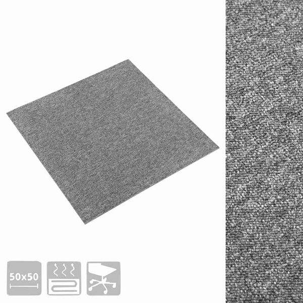 vidaXL Teppichfliesen 20 Stk. 5 m&sup2; 50x50 cm Grau