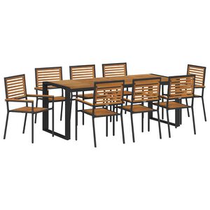 vidaXL Garten Essgruppe 9 stk. Schwarz und Braun Poly-Rattan