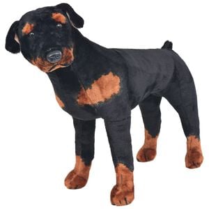 vidaXL Pl&uuml;schtier Hund Rottweiler Stehend Pl&uuml;sch Schwarz und Braun XXL