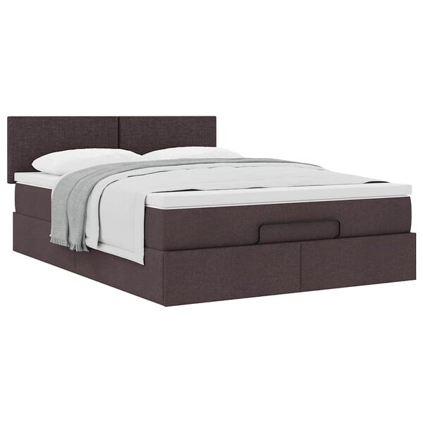 vidaXL Ottoman-Bett mit Matratze Dunkelbraun 140x190 cm Stoff