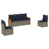 vidaXL 5-teiliges Gartensofa-Set mit Kissen, grau, Polyrattan