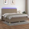 vidaXL Boxspringbett mit Matratze & LED Taupe 200x200 cm Stoff