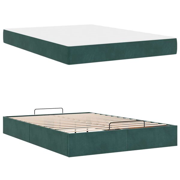 vidaXL Bettgestell mit Matratze mit Matratze 2 pcs Gr&uuml;n Samt