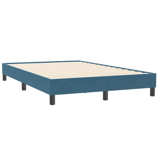 vidaXL Boxspringbett mit Matratze Dunkelblau 120x210 cm Samt