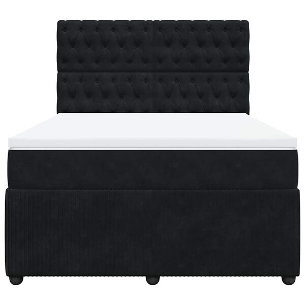 vidaXL Boxspringbett mit Matratze Schwarz 160x200 cm Samt