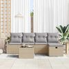 vidaXL Garten-Sofa-Set mit Kissen mit Speicher 6 pcs Beige Poly Rattan