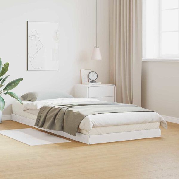 vidaXL Bodenbettrahmen Weiß 213,5 x 104 x 9 cm Massives Kiefernholz