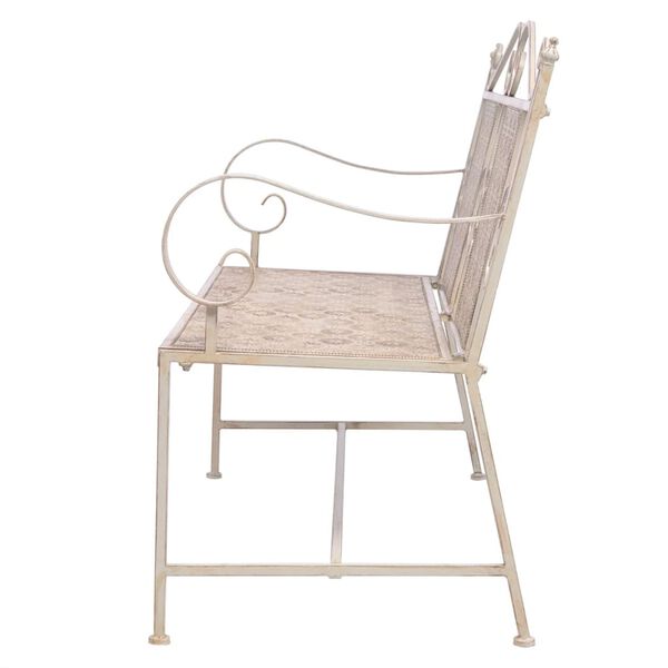 vidaXL Gartenbank 115 cm Stahl Vintage Wei&szlig;