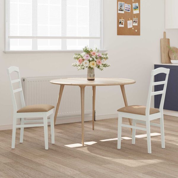 vidaXL Esszimmerstuhl 2 pcs Wei&szlig; und Braun Massives Gummiholz