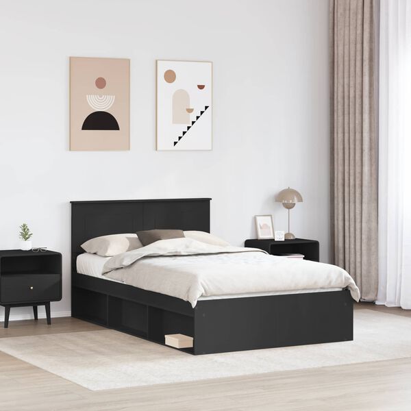vidaXL Bettrahmen mit Kopfteil Schwarz 120 x 190 cm Holzwerkstoff