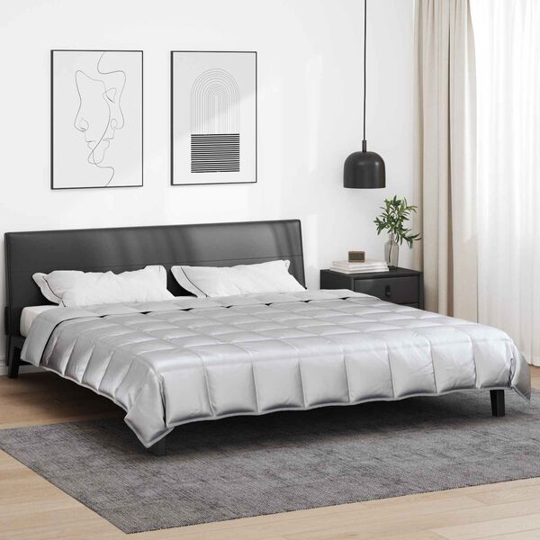 vidaXL Ganzjahresbettdecke Silber 200 x 220 cm Satin und Mikrofaser