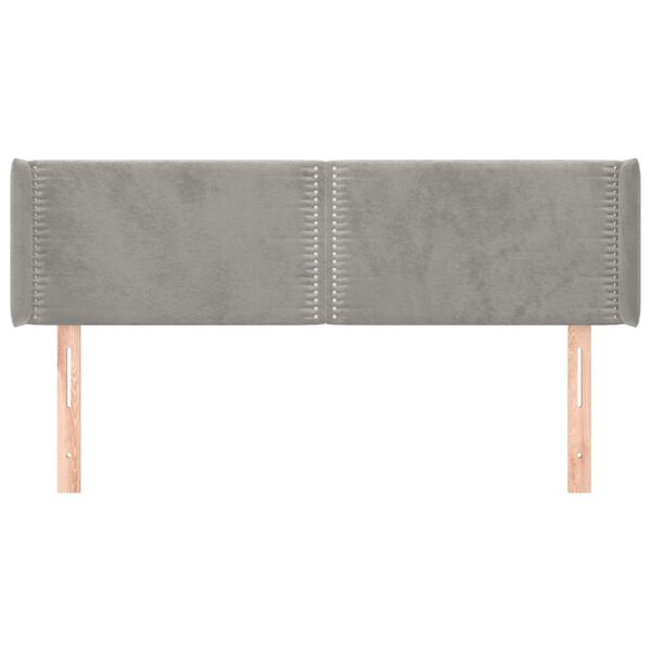 vidaXL Kopfteil mit Ohren Hellgrau 147x16x78/88 cm Samt