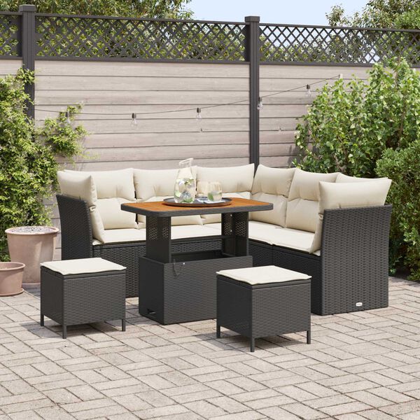 vidaXL Gartensofa-set 8 pcs Schwarz Poly-Rattan