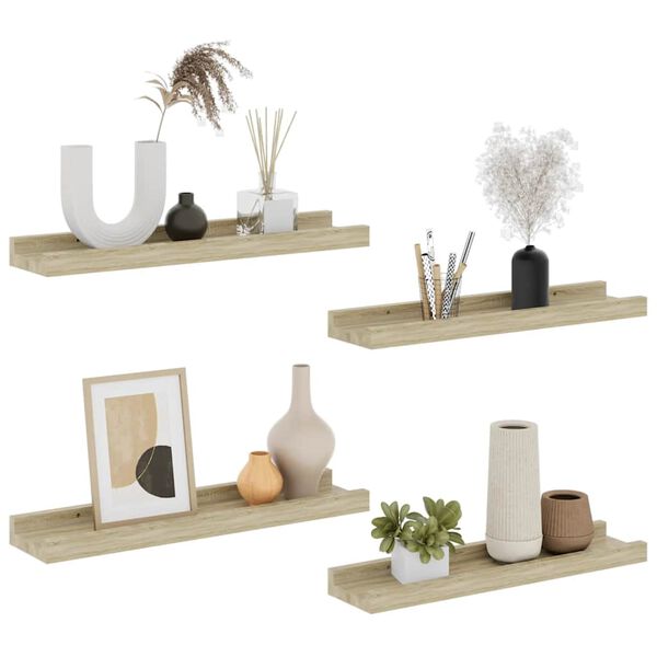 vidaXL Wandregale 4 Stk. Sonoma-Eiche 40x9x3 cm