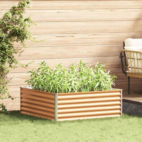 vidaXL Hochbeet Hellbraun 98 x 100 x 36 cm Verzinkter Stahl