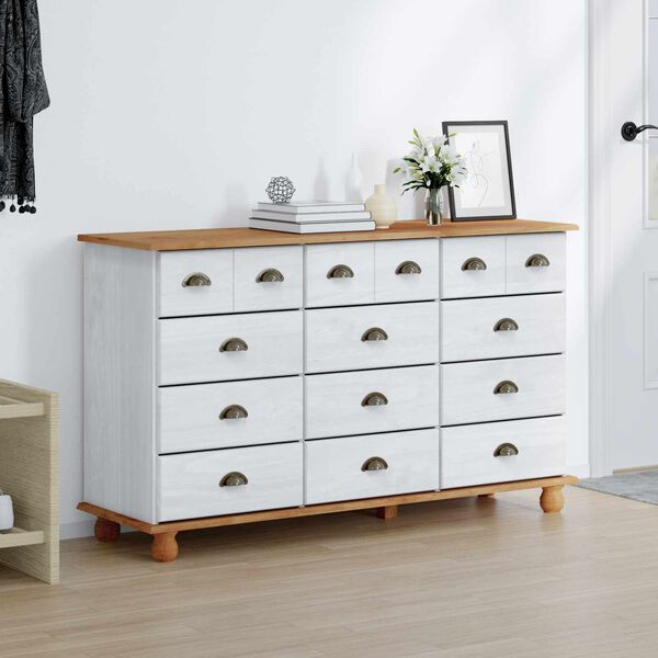 vidaXL Schubladenkommode mit Schubladen ASKIM Wei&szlig; 79 x 40 x 133,5 cm