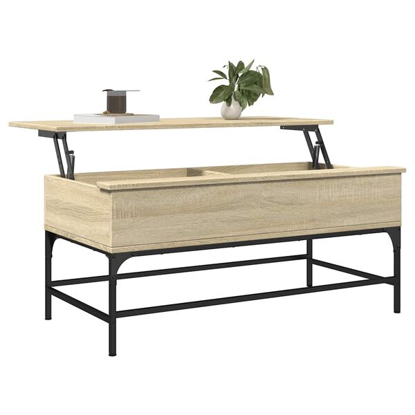 vidaXL Couchtisch Sonoma-Eiche 100x50x45 cm Holzwerkstoff und Metall