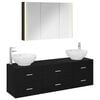 vidaXL Badezimmerm&ouml;bel-Set 4 pcs Schwarze Eiche Ingenieurholz und Glas