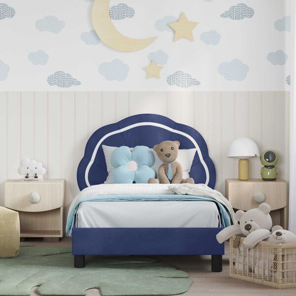 vidaXL Kinderbettgestell mit Kopfteil Polizeiblau 80 x 160 cm Samt